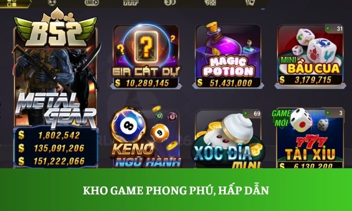 Kho game phong phú, hấp dẫn