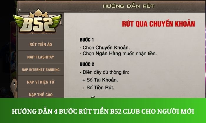 Hướng dẫn 4 bước rút tiền B52 Club cho người mới